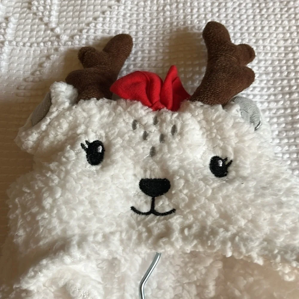 Modern Baby baby’s white fleece robe with reindeer hood. Size 0-9 months. NWOT